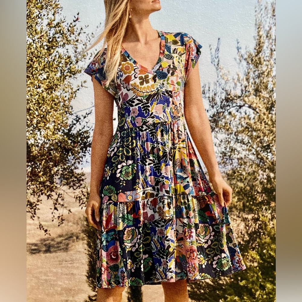 Johnny Was Multicolor Floral bambú dress New!